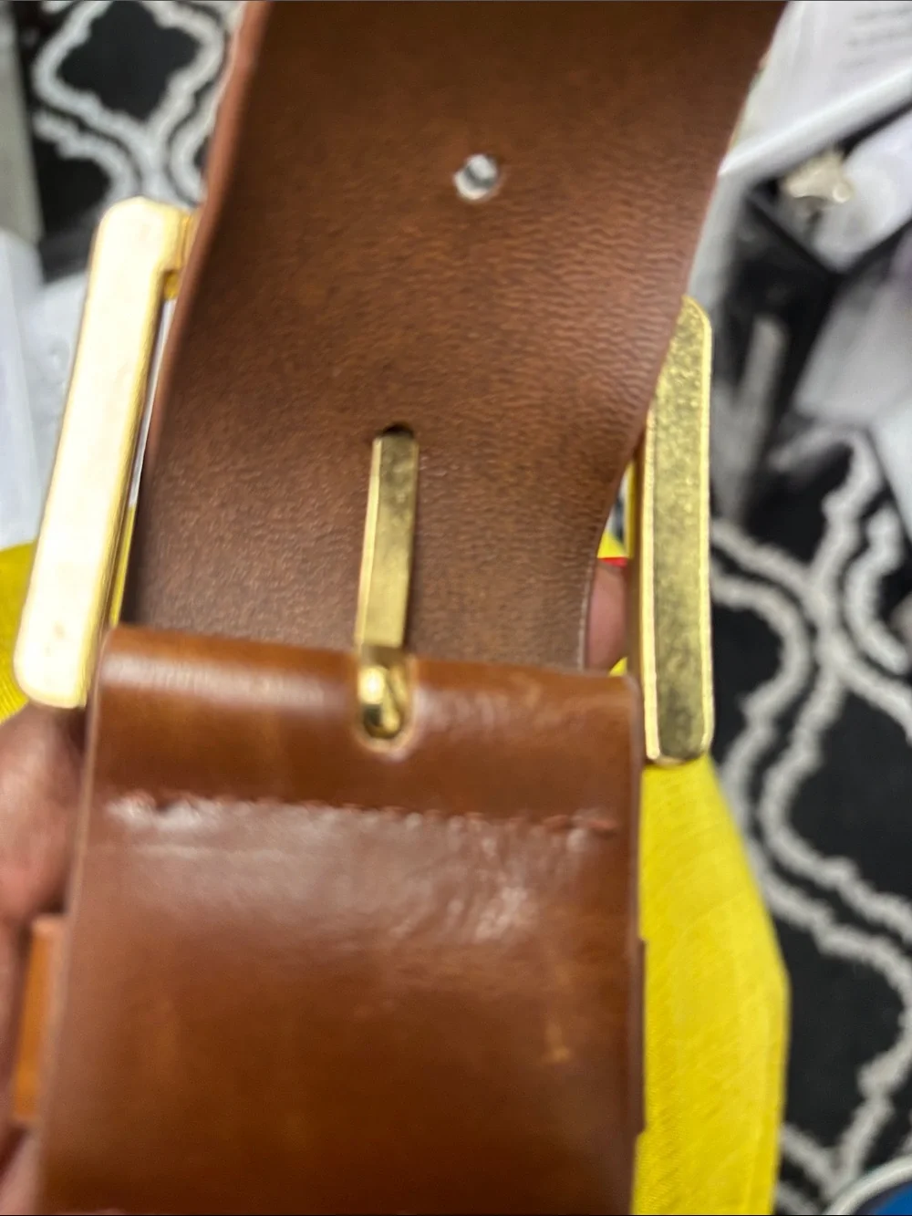 Michael Kors Brown Leather Belt with Gold-Tone Buckle - L 38”, waist 34-38, NWOT